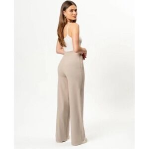 Ninepine Womens asana Trousers Pants Wide Leg  High Waist Tan Casual M $150